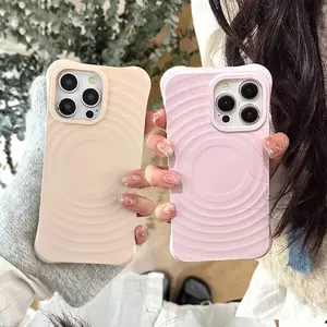 Ripple Soft Silicone For Magsafe Magnetic Phone Case Funda For iPhone 16 17 15 14 13 Pro Max Plus Wave Wireless Charger Cover