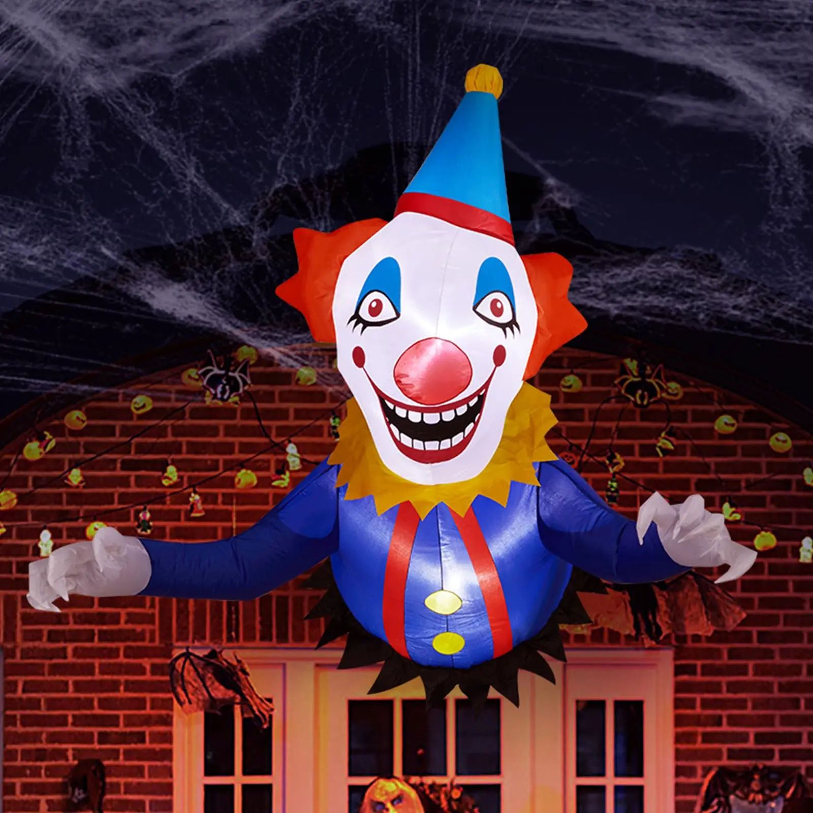 3 FT Halloween Inflatable Window Clown with Built-in LED Lights, Blow-Up Novelty Decoration for Lawn, Haunted House Parties