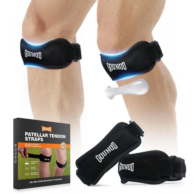 GOUNOD Patellar Tendon Support Strap - Durable, Adjustable, Anti-Slip Sports Knee Sleeve with Built-in Silicone Gel Padding for Tendonitis Relief, Basketball, Cycling (2026 Camping Essential Gift)