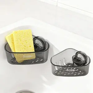 Suction Cup Sink Corner Rack, New Upgraded Modern Corner Sink Strainer with Drainage Hole, Triangle Strainer Basket for Kitchen Bathroom Dishware(Grey)