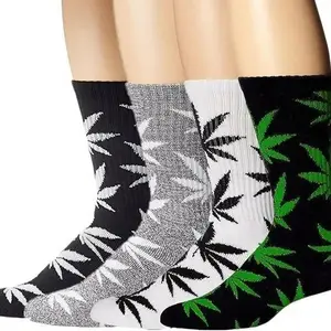 Men & Women 12 Pairs Soft Breathable Cotton Socks Set - Casual Day Minimalist Style for All Seasons Menswear Formal Leaf Stylish Footwear Mix Color 4 Pack Print