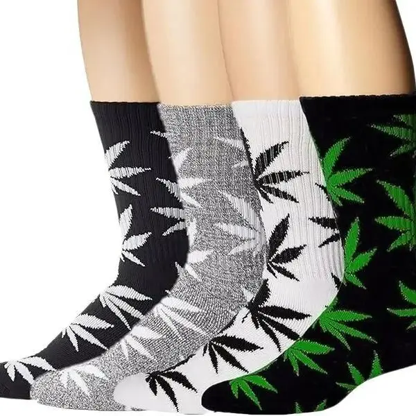 Men & Women 12 Pairs Soft Breathable Cotton Socks Set - Casual Day Minimalist Style for All Seasons Menswear Formal Leaf Stylish Footwear Mix Color 4 Pack Print Tubesocks