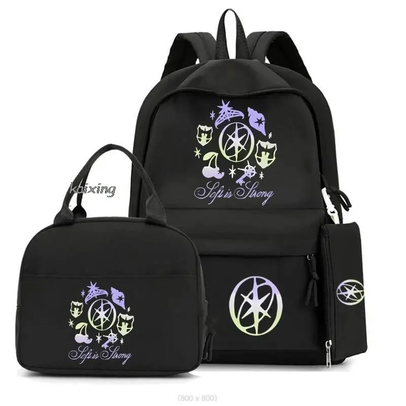 3Pcs/Set Hot Katseye Funny Print Backpacks Tote and Pouch Large Capacity Lightweight And Breathable Outdoor Knapsack