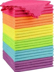 24 Pack Microfiber Cleaning Cloth,  Highly Absorbent Cleaning Rags,  Reusable Lint Free Cloths Microfiber Rag for House, Kitchen, Car Care, 12x11 inch