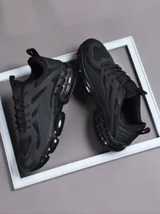 Men's High-Quality Casual Shoes, Comfortable Sporty Outdoor Shoes, PU Leather Patchwork Design, Medium Width, All Seasons