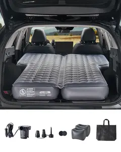 Car Air Mattress for Camping and Travel Inflatable Sleeping Bed with Built-In Pump Fits SUV MPV Sedan Portable Self-Inflating Car Bed Raised Comfort Double Chamber Design Easy Inflate Deflate Durable PVC