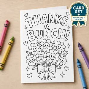 Color Your Own Thank You Cards for Kids A7 Size 3 6 12 Pack Cardstock with Blank Inside and Envelope for Gift