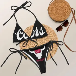 Black C00rs Country Western R0deo Banquet Especial Vacation Hawaii Drinking 3D Print Bikini Set, Sport Beach Swimsuit, Sexy Summer Swimwear For Her 7