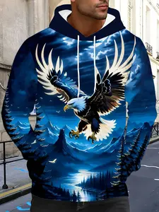 Men's colorful printed Athletic hoodie with drawstring and pockets - comfortable multi-functional sports style, suitable for spring and autumn outdoor leisure