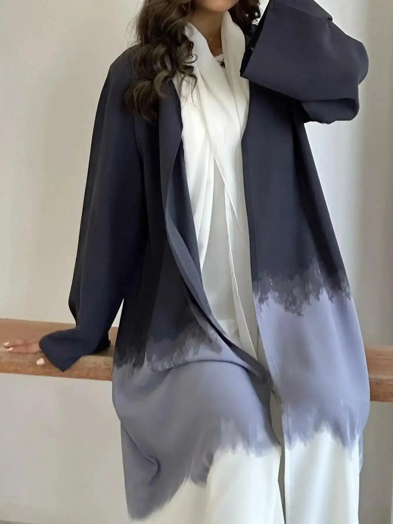 Women's Middle Eastern Muslim Long Maxi Dress Fashion Tie-Dye Print Shawl Abaya Spring Summer Open Front Modest Outfits Islamic Clothing Clothes classic staple everyday dress seasonal musthave timeless piece