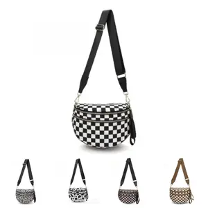 Spacious Checkered Nylon Crossbody Bag Bum Bag Handbags Wallets for Women,Large Quilted Casual Crossbody Bag — High-Capacity Shell Bag