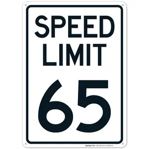 Speed Limit 65 Mph Sign, 12x8 Inches, 3M EGP Reflective .063 Aluminum, Fade Resistant, Made in USA by Sigo Signs