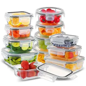 12-Piece Glass Food Storage Containers with Upgraded Snap Locking Lids,Glass Meal Prep Containers Set - Airtight Lunch Containers, Microwave, Oven, Freezer and Dishwasher TikTokShopBlackFriday