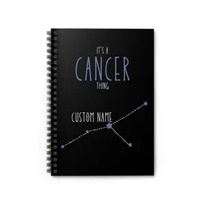 Cancer Zodiac Spiral Notebook - Perfect for Astrology Lovers, Gift for Cancers, Custom Name Journal, Birthday Gift, Personalized Notebook