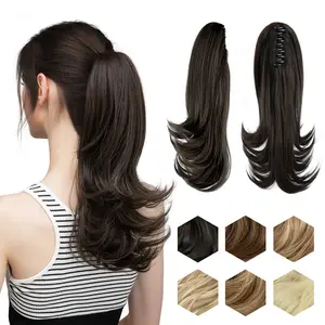 Yetta 14 Inch Long Natural Wavy Ponytail Extension with Claw Clip Faux Wavy Easy Styling Full and Voluminous Look Hairpiece Hairextensions Ponytailwig clip hair extensions clip hair extensions clip hair extensions