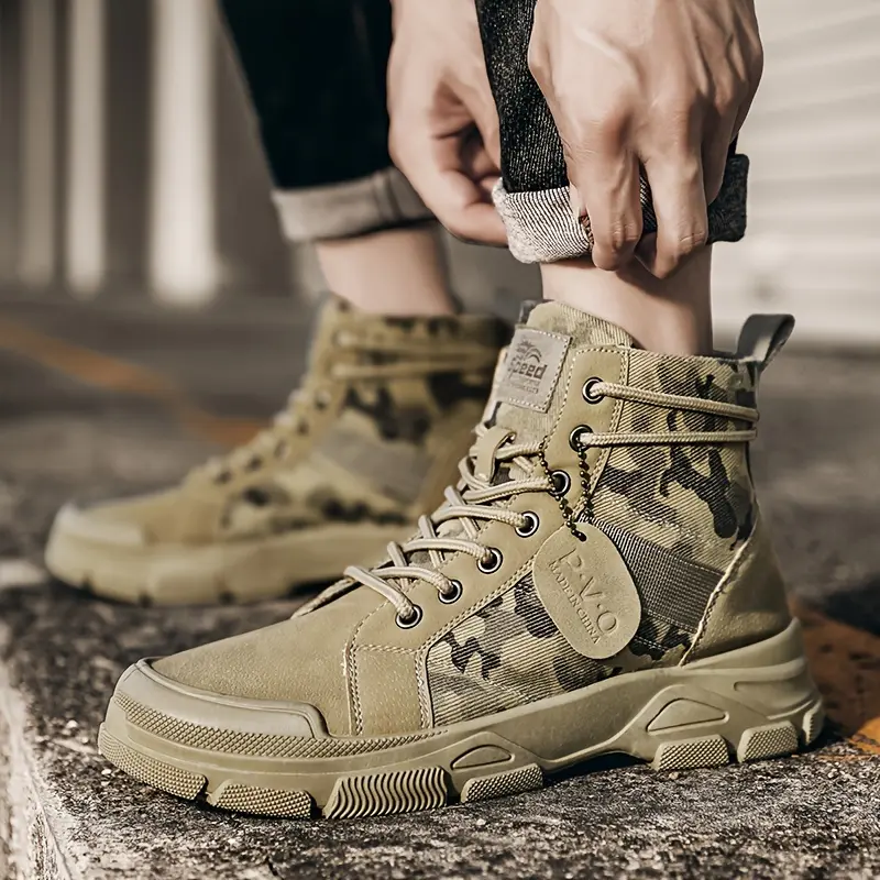 Men's Lace-up Boots Work Boots - Casual Walking Shoes - Comfortable And Breathable Footwear Boy