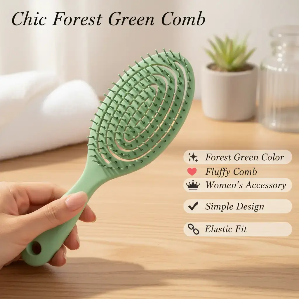 Green Hollow Detangling Hair Brush with ABS Plastic Flexible Tips, Curved Anti-Static Vent Handle, Gentle Stroke Tangle-Free Tool for Fast Drying Wet/Dry Hair, Women’s Haircare Brush & Comb