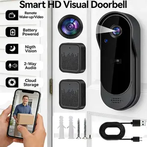 Smart Wireless Doorbell Camera with 2 Indoor Chimes, HD Home Security Video Doorbell, Night Vision, Two-Way Talk, Rechargeable, SD Card Storage