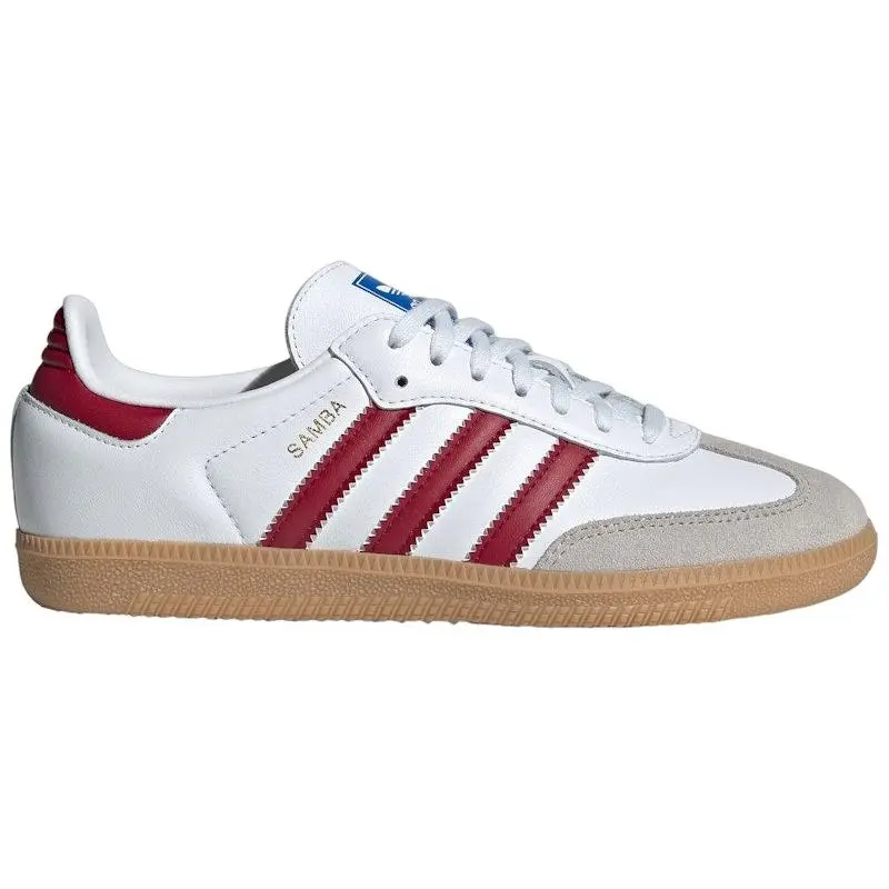 adidas Samba OG Cloud White Collegiate Burgundy Gum (GS) (kids) by StockX