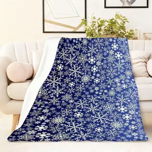 1PC Winter Snowflake Pattern Thick Flannel Blanket Soft Comfortable Warm Sofa Throw Blanket Office Nap Blanket Home Leisure Air Conditioning Blanket Four Seasons Universal Single Double Blanket Birthday