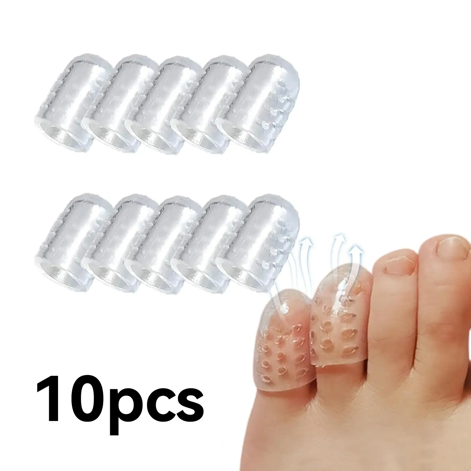 Silicone Anti-Collision Toe Protectors, 10pcs Gel Toe Covers, Breathable Soft Transparent Toe Caps, Unisex Running and Dancing Pain Relief, Clear, Runner