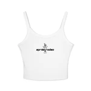 Apres Rodeo Sports logo Tank Top | Crop Spaghetti Strap White Womens tops y2k casual comfy cami slim sleeveless top tight-fitting
