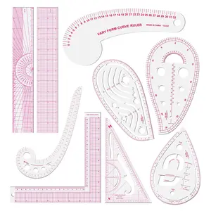 9PCS Fashion Clear Metric Sewing Ruler Set, French Curve Pattern Rulers for Beginners, Tailors, Designers, Quilting, Embroidery, Cross Stitch, Crochet, Knitting