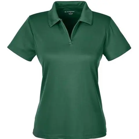 Women's Fitted Double Mesh Performance Polo Shirt - Plain Athletic Shirt, Casual Tennis Top with Collared Neck, Quick Dry Moisture-Wicking Lightweight Durable Polyester, V-Slit Neck, Neat Hem, Basic Daily Wear