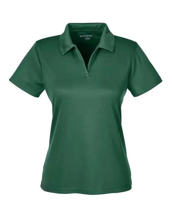 Women's Double Mesh Fitted Performance Polo Shirt - Moisture-Wicking Plain Textured Casual Tennis Top, Standard Sizes Athletic Fashion Activewear