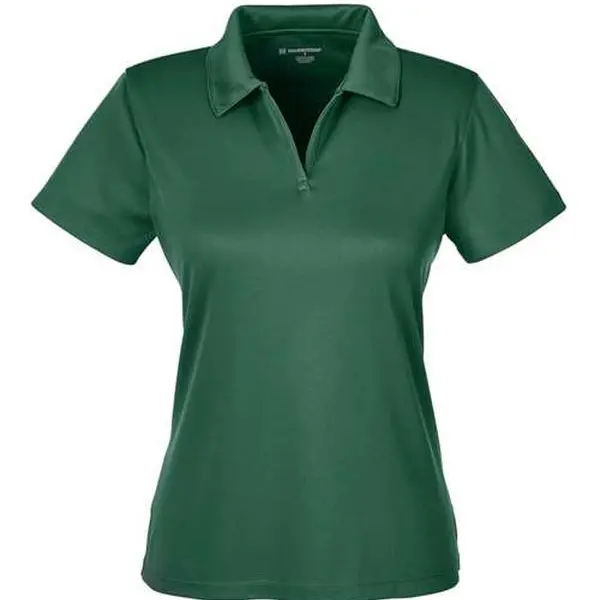 Women's Fitted Double Mesh Performance Polo Shirt - Plain Athletic Shirt, Casual Tennis Top with Collared Neck, Quick Dry Moisture-Wicking Lightweight Durable Polyester, V-Slit Neck, Neat Hem, Basic Daily Wear