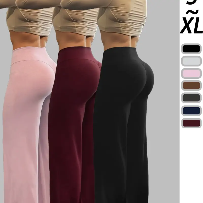 Women's Wide-Leg Sporty Pants, High-Waisted Slimming Design, High-Stretch Breathable, Ideal for Gym, Running & Fitness, Comfortable Fashion Workout Activewear Bottoms