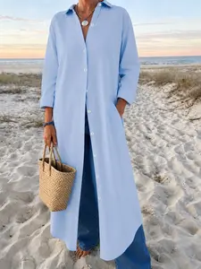 New Arrival. Four-season Long-sleeve Women's Shirt Dress, Casual Wear, front button design, A-line skirt, non-stretchy fabric