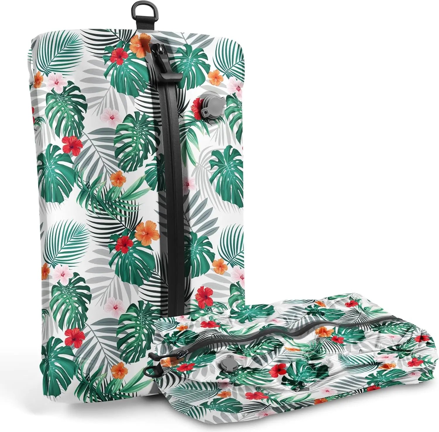 Travel Vacuum Compression Bags, Odor-Proof Waterproof Anti-Rip Reusable Storage Bags for Luggage Suitcase Backpack, Translucent Plant Pattern - 1 Pack