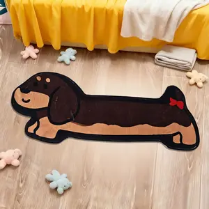 Poodle Design Carpet, 100% Polyester Fiber, Sheepskin-Like Bedside Mat, Fuzzy Decorative Rug, Multi-Scene Use, Oil Painting Style, Ideal for Pet Lovers