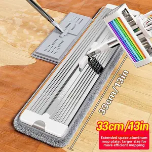 Hands-Free Flat Mop for Easy Cleaning – New Household Model, Wet & Dry Dual Use, One-Swipe Clean, with 4 Replacement Mop Pads + 1 Mop Base