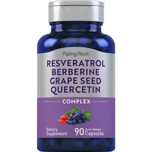 Piping Rock Resveratrol Berberine Grape Seed & Quercetin Complex | 90 Capsules | Non-GMO, Gluten Free Supplement