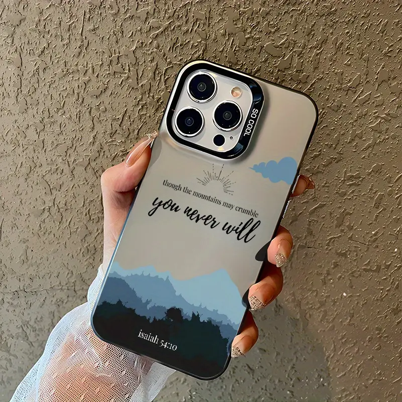 Isaiah 54:10 Mountain Scene Design, Drop-Proof and Anti-Slip TPU Phone Case with Large-Pipe Lens, Compatible with iPhone 17, 16, 15, 14, 13, 12, 11, XS, X, and Samsung models. Makes a great gift for friends or family.