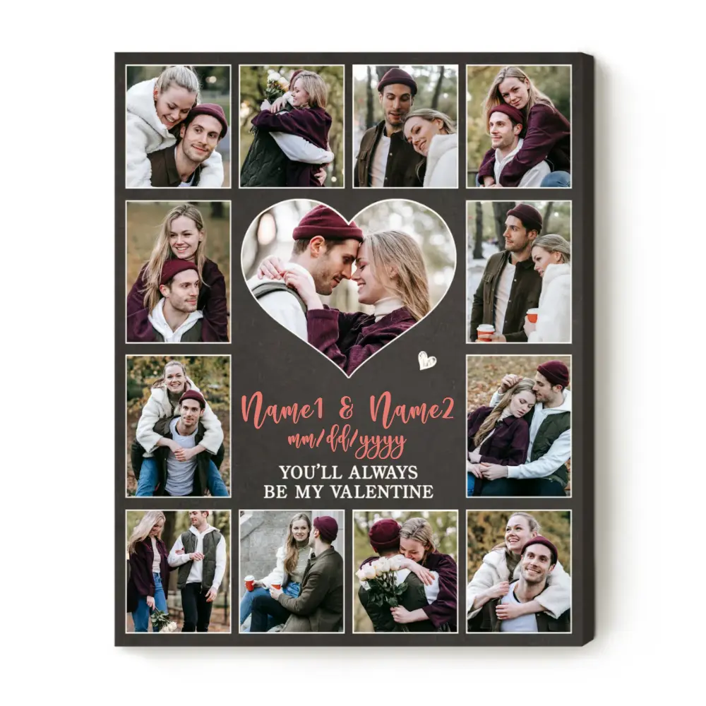Personalized Couple Photo Collage Canvas - Custom Anniversary & Valentine Gift Canvas Wall Art Canvas Decor Poster