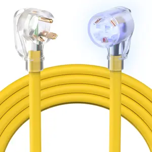 TOOLIOM 30 Amp Generator Extension Cord, NEMA TT-30P/TT-30R RV Extension Cord, 125V 3750W 10/3 AWG STW Generator Cord with LED Indicator Grip Handle for Generator RV Trailer Campers, UL Listed (25FT)