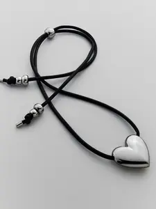 Millie Bubble Heart Cord Necklace - Silver Millie Bubble Heart Cord Necklace - Silver