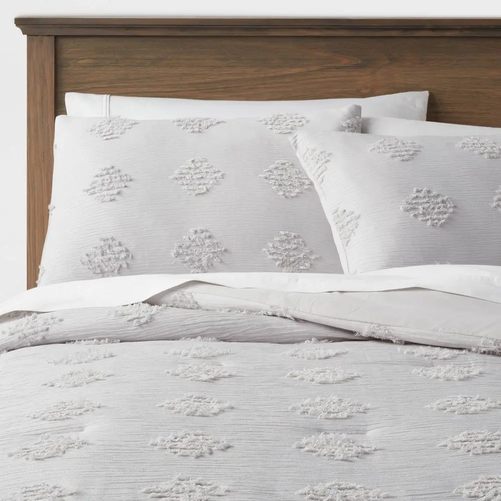 Threshold Comforter Set Tufted Diamond Crinkled Year-Round Threshold Comforter Set Tufted Diamond Crinkled Year-Round