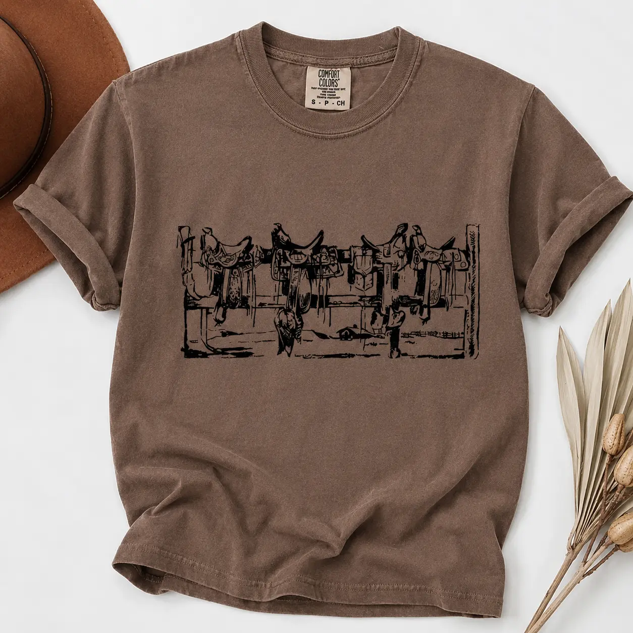 Comfort Colors Western Vintage Style Saddle Tshirt Cowgirl Graphic Country Horse Western Clothing Stuff Western Outfit Women Tops Clothes - TrendWear USA