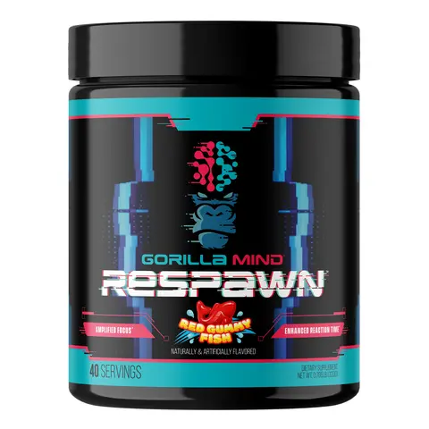 Gorilla Mind Respawn Sugar-Free Pre-Workout Powder Fitness Supplement - Powder Format Pre-Workout Product for Adults, 40 Servings, 0.705 lb, 150 mg L-Theanine, 240 mg Ginkgo Extract, 30 mg Saffron Extract