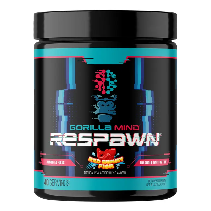 Gorilla Mind Respawn Sugar-Free Pre-Workout Powder Fitness Supplement - Powder Format Pre-Workout Product for Adults, 40 Servings, 0.705 lb, 150 mg L-Theanine, 240 mg Ginkgo Extract, 30 mg Saffron Extract