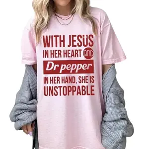 Jesus In Her Heart Shirt, Dr Pepper Shirt, Dr Pepper Pink Bow Coquette Shirt, Dr Pepper Lovers Tee, Cute Girls Trip Gift Shirt Comfort Cotton