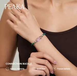 Peaka Malachite Bracelet and Bright Amethyst Charm Pendant Jewelry Set for Women, Magnetic Crystal Jewelry, Bracelet and Charm Included, Ready to Wear