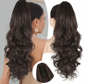 [Isaic hair]24 inch scrunchy clip ponytail hair extensions big wave ponytail for hour long going out party vacation photo shoots