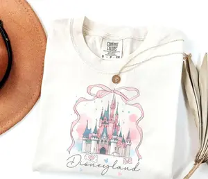Adult & Youth DisneyWorld Castle Coquette Bow Shirt DisneyWorld Girl Trip Tee Magic Kingdom Tee The Happiest Place On Earth Comfort Colors T-Shirt, Adult - Youth - Toddler Magic Kingdom Matching Trip
