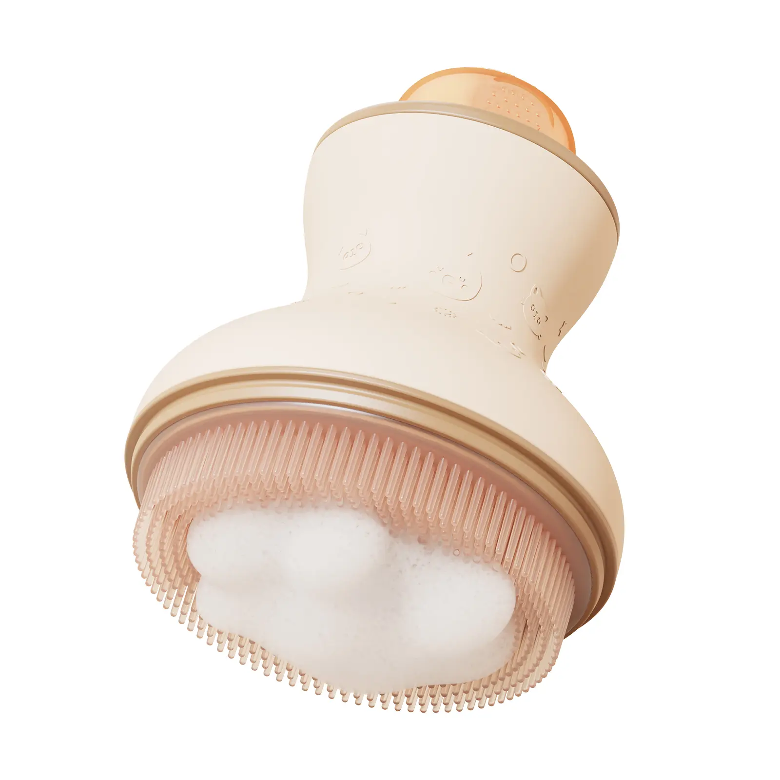 NICE PAPA Unisex Baby Cradle Cap Brush - Press-Dispensing Silicone Scalp Massage Brush for Dandruff, Dry Scalp Care, Liquid Distribution, Shampooing; Reusable Parent Tool, Bath Time, Parents, Press Pump
