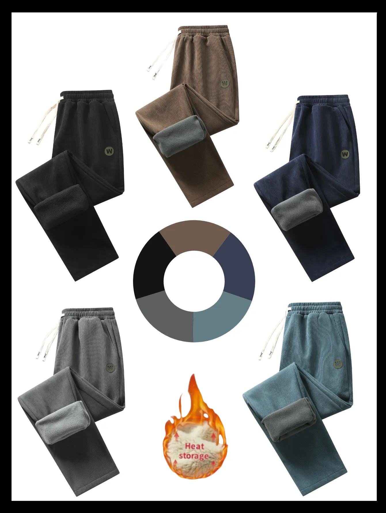 Men’s mid-rise, loose fit, snug waistband sweatpants with fleece lining, adjustable woven drawstring with aglets, side zipper pockets, reinforced seams all around the leg openings with visible stitching, straight-cut legs, thick knit for heat retention, c